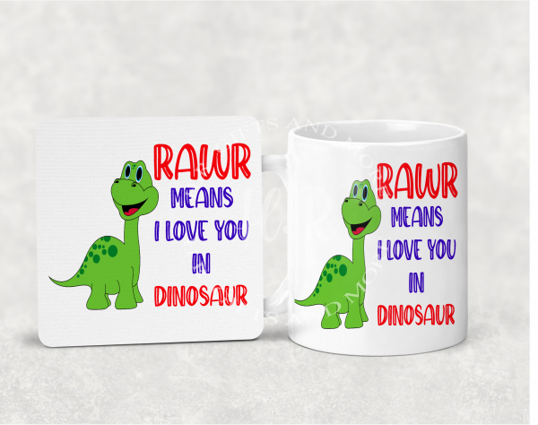 Personalised Dinosaur Mug and Coaster Set