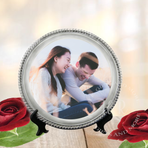 Couple Photo Metal Plate with Stand