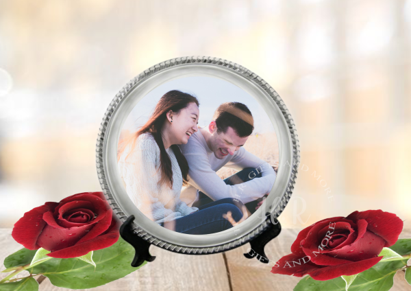 Couple Photo Metal Plate with Stand