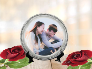 Couple Photo Metal Plate with Stand
