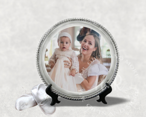 Personalised Christening Photo Metal Plate with Stand