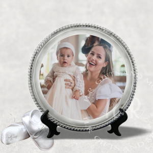 Personalised Christening Photo Metal Plate with Stand