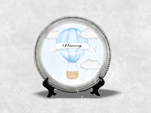 Personalised Birth Hot Air Balloon Metal Plate with Stand
