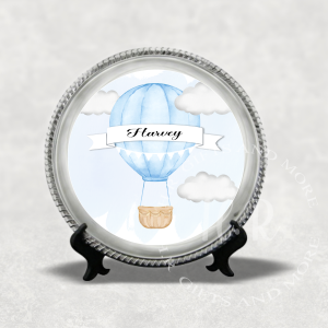 Personalised Birth Hot Air Balloon Metal Plate with Stand
