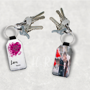 Personalised Happy Valentine's Day Photo Leather Keyring