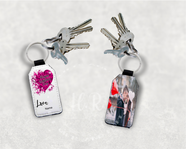Personalised Happy Valentine's Day Photo Leather Keyring