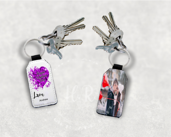 Personalised Happy Valentine's Day Photo Leather Keyring - Image 2