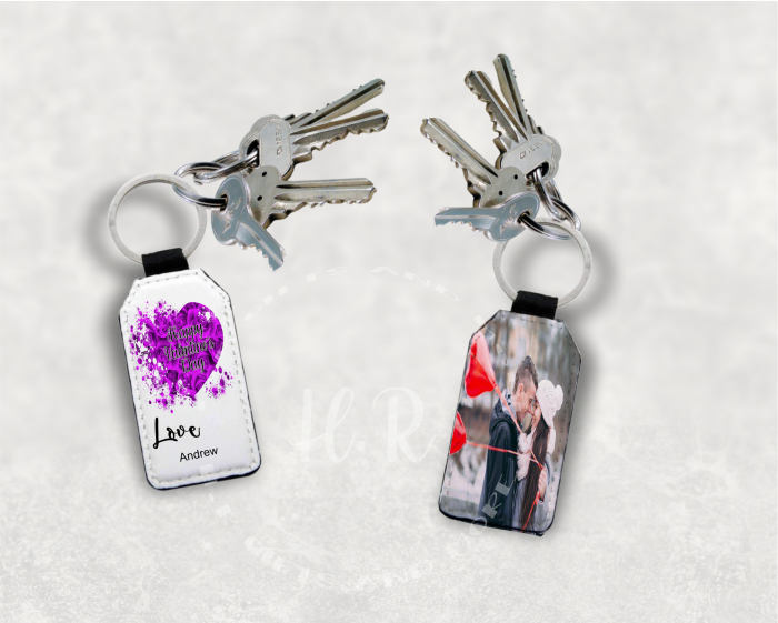 Personalised Happy Valentine's Day Photo Leather Keyring - Image 2
