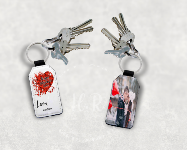 Personalised Happy Valentine's Day Photo Leather Keyring - Image 3