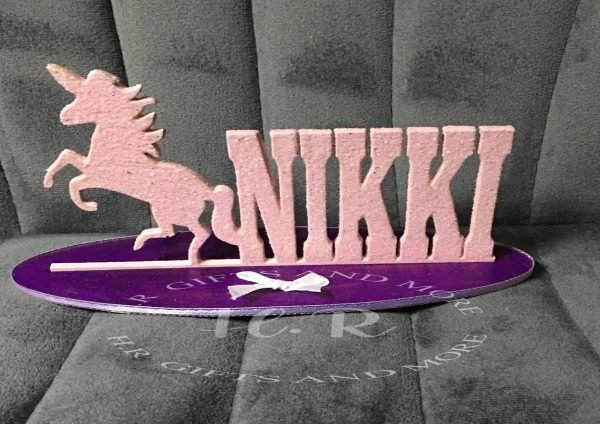 Handmade Wooden Unicorn Name Plaque