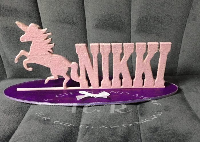 Handmade Wooden Unicorn Name Plaque
