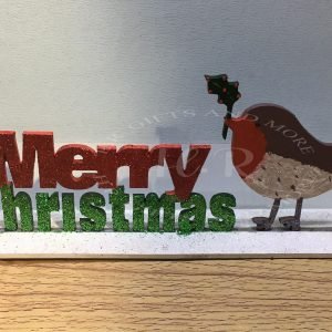 Handmade Wooden Merry Christmas Robin Plaque