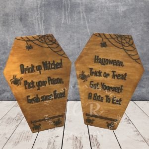 Handmade Quote and Spiders Wooden Coffin with a Stand