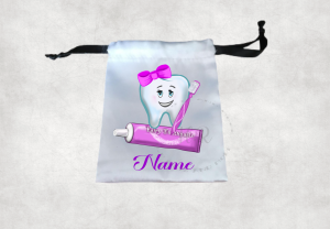 Personalised Tooth Satin Bag