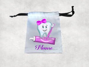 Personalised Tooth Satin Bag