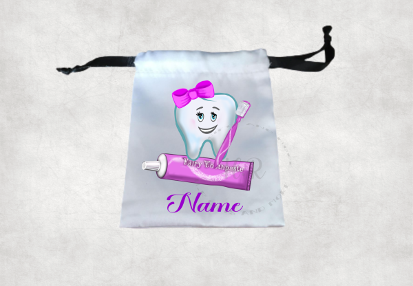 Personalised Tooth Satin Bag