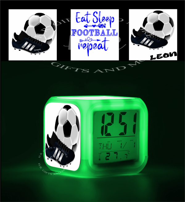 Personalised Football Colour Changing Alarm Clock