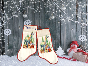 Personalised Christmas Dinosaur Stocking