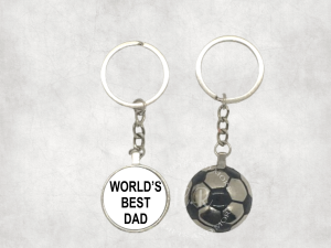 Personalised World's Best Dad Football Keyring