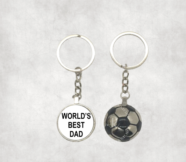 Personalised World's Best Dad Football Keyring