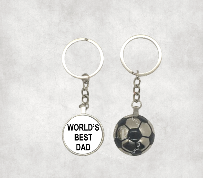 Personalised World's Best Dad Football Keyring