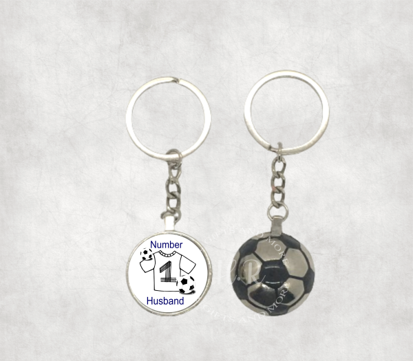 Personalised Number 1 Husband/Boyfriend Football Keyring