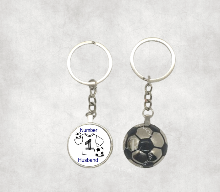 Personalised Number 1 Husband/Boyfriend Football Keyring