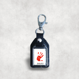 Personalised Hand Print Photo Leather Fob Keyring