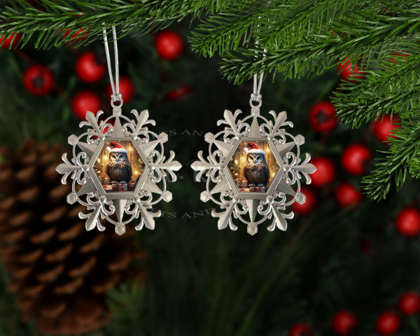 Christmas Owl Snowflake Bauble