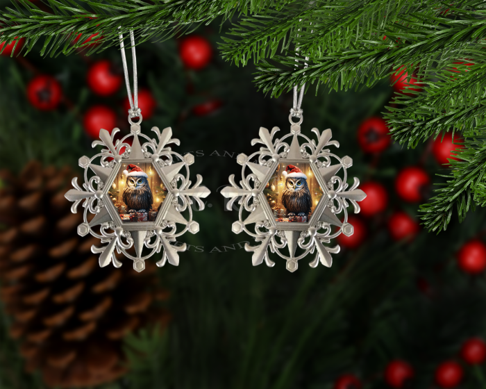 Christmas Owl Snowflake Bauble