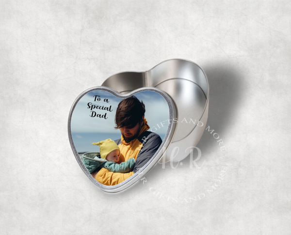 Personalised To A Special Dad Photo Heart Tin