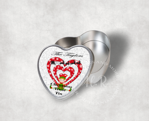Personalised Christmas Treat Heart Tin