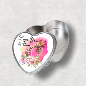 Personalised Giraffe Love You Mum Heart Tin