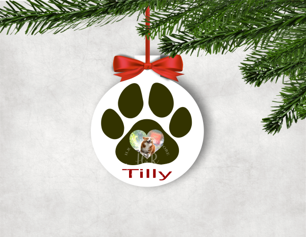 Personalised Photo Paw Bauble