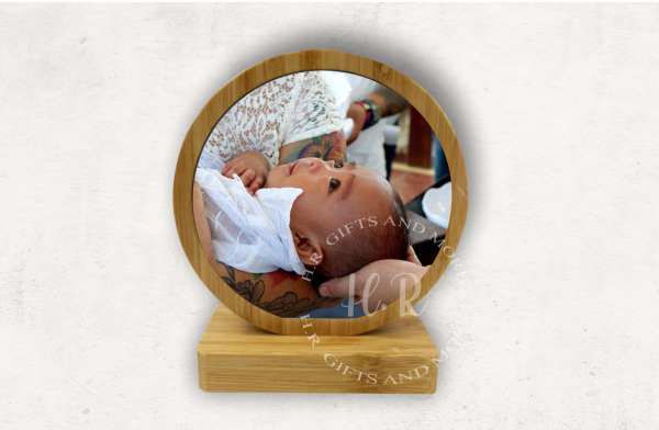 Personalised Bamboo Circle Photo Frame Base With Magnetism