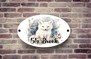 Personalised White Fox House Sign