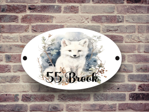 Home Accessories Personalised White Fox House Sign