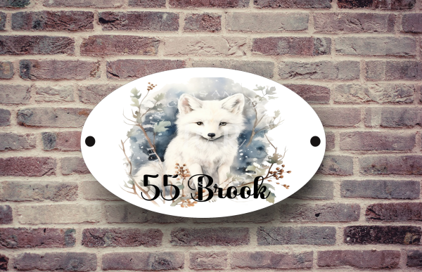 Personalised White Fox House Sign