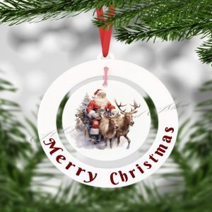 Merry Christmas Santa and his Reindeer Bauble