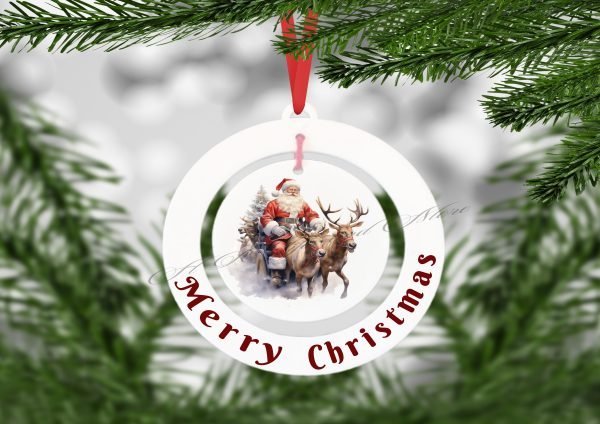 Merry Christmas Santa and his Reindeer Bauble