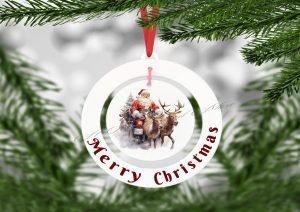 Merry Christmas Santa and his Reindeer Bauble