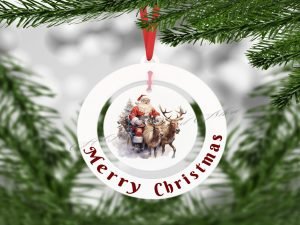 Merry Christmas Santa and his Reindeer Bauble