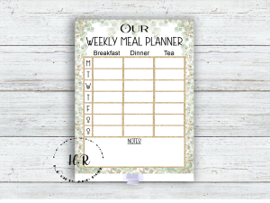 Home Accessories Personalised Weekly Meal Planner