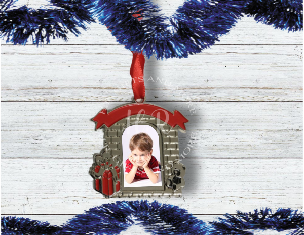 Personalised Fireplace Photo Christmas Bauble