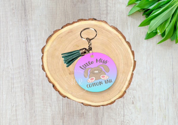 Little Miss Cotton Tail MDF Keyring