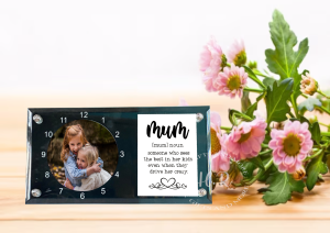 Personalised Mum Quote Photo Glass Clock