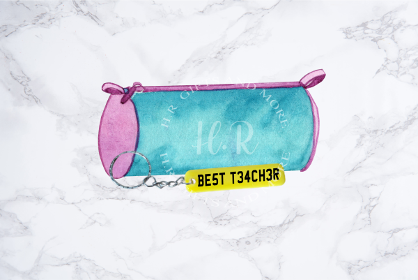 Personalised Teacher Number Plate Keyring