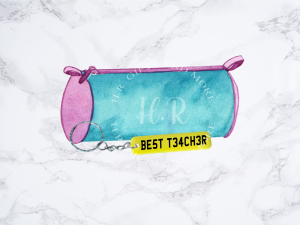Personalised Teacher Number Plate Keyring