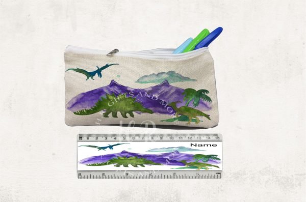 Personalised Dinosaur  Pencil Case and Ruler Set