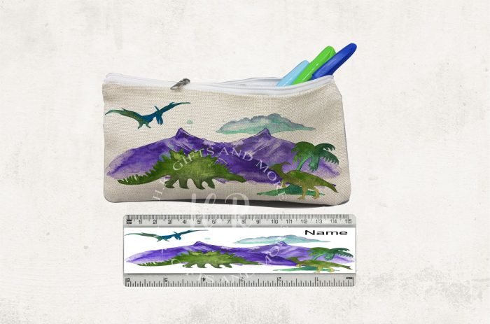 Personalised Dinosaur  Pencil Case and Ruler Set